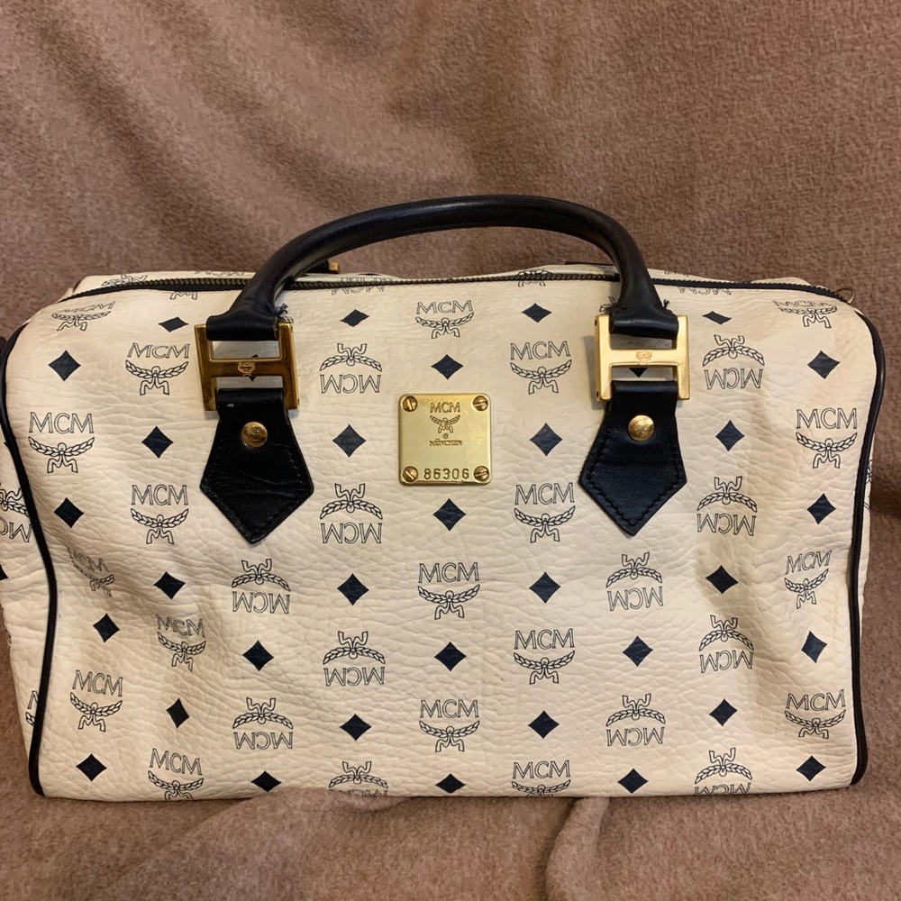 Authentic MCM Visetos Boston Bag
